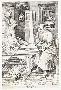 Orgelspiller og hans hustru by Israhel van Meckenem