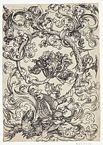 Ornament med fugle, der spotter en ugle by Martin Schongauer
