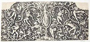 Ornament med hofdanser (moresca) by Israhel van Meckenem