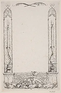 Ornamental indramning i gotisk stil by H.C. Henneberg