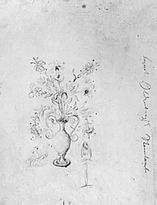 Ornamental vase med blomster og insekter by Ubekendt