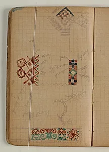 Ornamentstudier med farveangivelser by Niels Larsen Stevns