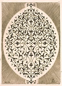 Ovalt arabeskornament by Melchior Lorck