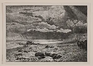 På den flade strand. Dansk landskab i bygevejr (Mols) by Waldemar Bøhme