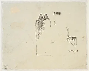 Påbegyndt tegning af en kirke by Dankvart Dreyer