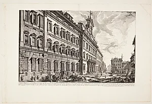Palazzo di Montecitorio, med Palazzo Chigi og Marcus Aurelius-søjlen i det fjerne by Giovanni Battista Piranesi