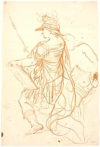Pallas Athene, vendt mod venstre, samt yderligere en figur by Bénoit Le Coffre