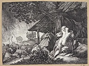 Par søger tilflugt fra en storm by Moyses van Wtenbrouck