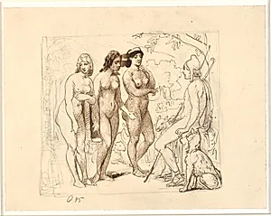 Paris og de tre gudinder by Wilhelm Marstrand