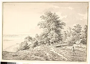 Park med lille tempel ved Elben. Buxtehude by Anton Carl Dusch
