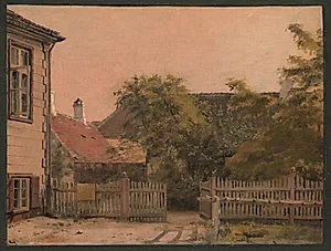 Parti af bager Købkes gård på Blegdammen by Christen Købke