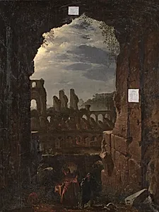 Parti af Colosseum i måneskin by Franz Ludwig Catel