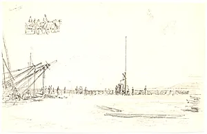Parti af Frederikshavns havn by Martinus Rørbye
