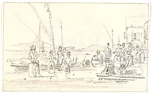 Parti af havnen i Palermo by Martinus Rørbye