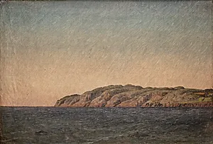 Parti af Kullen fra søen udfor Mølleleje by C.W. Eckersberg