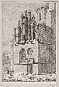 Parti af Roskilde Domkirke, set udefra by Jacob Kornerup
