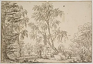 Parti fra Fredensborg have med "den forblommede antique" og Esrom sø i baggrunden by Thomas Bruun
