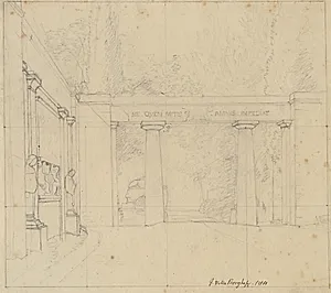 Parti fra Villa Borgheses have med Porta Ægiziana, Rom. by C.W. Eckersberg