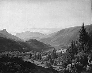 Parti i Valders i Norge. Aften by Louis Gurlitt