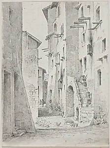 Parti ved bondebyen Norma i Volskerbjergene. April 1851