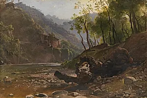 Parti ved en skovbevokset flod by Franz Ludwig Catel