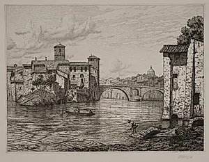 Parti ved Ponte Rotto i Rom by Vilhelm Kyhn