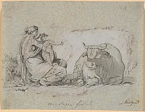 Pasiphaë med den lille Minotauros by Nicolai Abildgaard