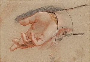 Pastelstudie til en udstrakt hånd by Jens Juel