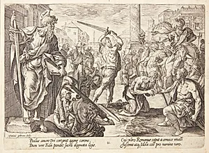 Paulus' martyrium by Hendrick Goltzius