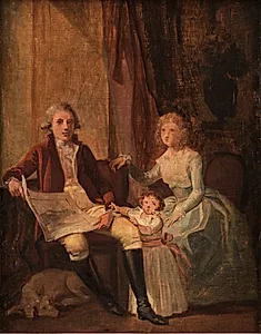 Peder Anker med hustru og datter by Jens Juel