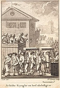 Peder Paars og hans folk ledsages ud af byen under hædersbevisninger by J.F. Clemens