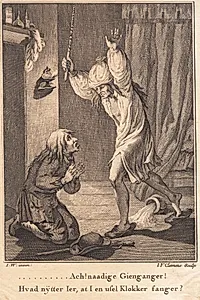 Per Degn falder i rædsel på knæ for fogeden by J.F. Clemens