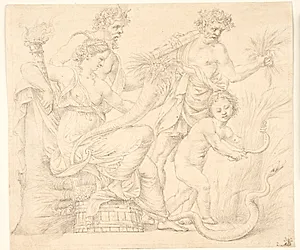 Persefone og Dionysos by Ubekendt