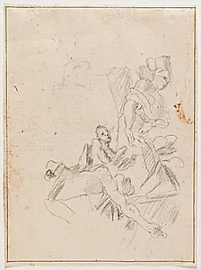 Pestudbruddet i Napoli 1656. Studier til fresko ved byens porte