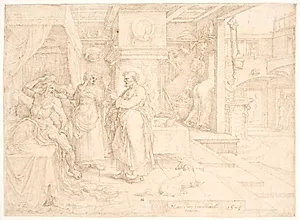 Peter helbreder den lamme Æneas by Maarten van Heemskerck