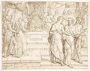 Peter og Johannes bliver under trusler løsladt by Maarten van Heemskerck
