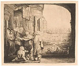 Peter og Johannes helbreder en værkbruden by Rembrandt van Rijn