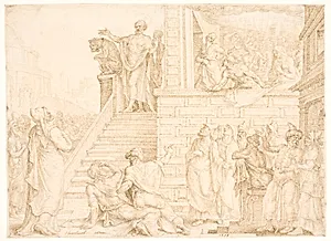 Peter prædiker i Jerusalem by Maarten van Heemskerck