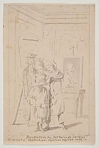 Pierrot og Colombine i "Det talende Skilderie" by Peter Cramer