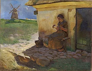 Pige, der læser et brev by Christjern Schobius