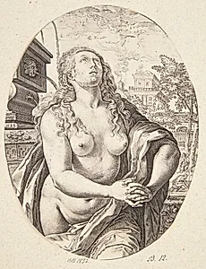 Pige med grise (Girl and Piggs) by William Dickinson