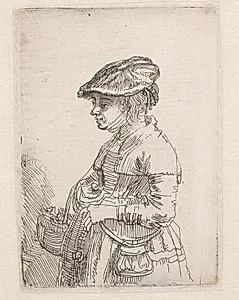 Pige med kurv by Rembrandt van Rijn