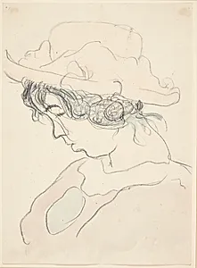 Pige med lyserød hat, kunstnerens søster Anna by Harald Giersing
