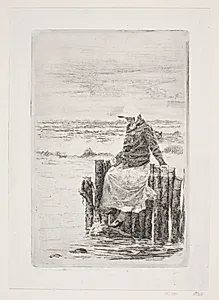 Pigen ved bolværket by Carl Bloch