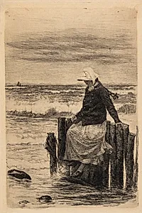 Pigen ved bolværket by Carl Bloch