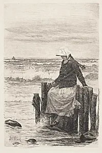 Pigen ved bolværket by Carl Bloch