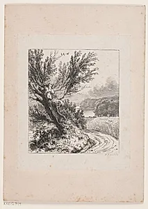 Piletræ ved en Markvej by H.P. Hansen