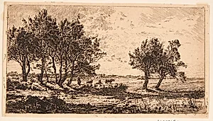 Piletræer på et gærde by Louise Ravn-Hansen