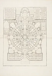 Plan over et rummeligt og storslået kollegie, bygget som de antikke grækeres gymnasier og romernes bade ... by Giovanni Battista Piranesi