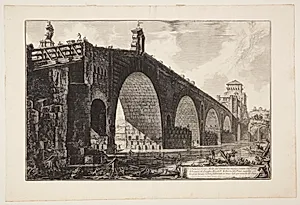 Ponte Molle udenfor Rom by Giovanni Battista Piranesi